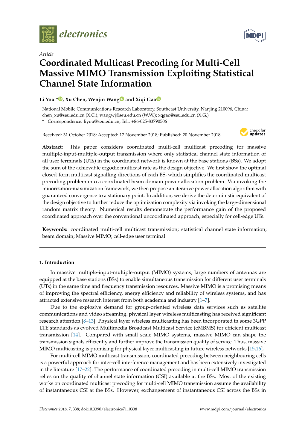 Coordinated Multicast Precoding for Multi-Cell Massive MIMO Transmission Exploiting Statistical Channel State Information