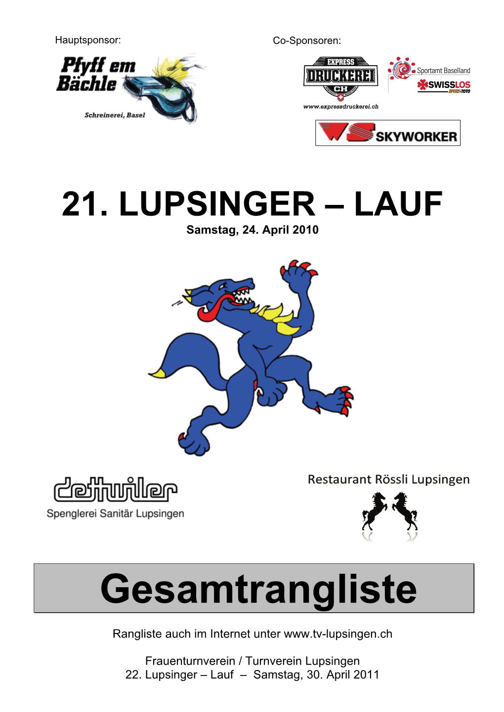 Gesamtrangliste 2010