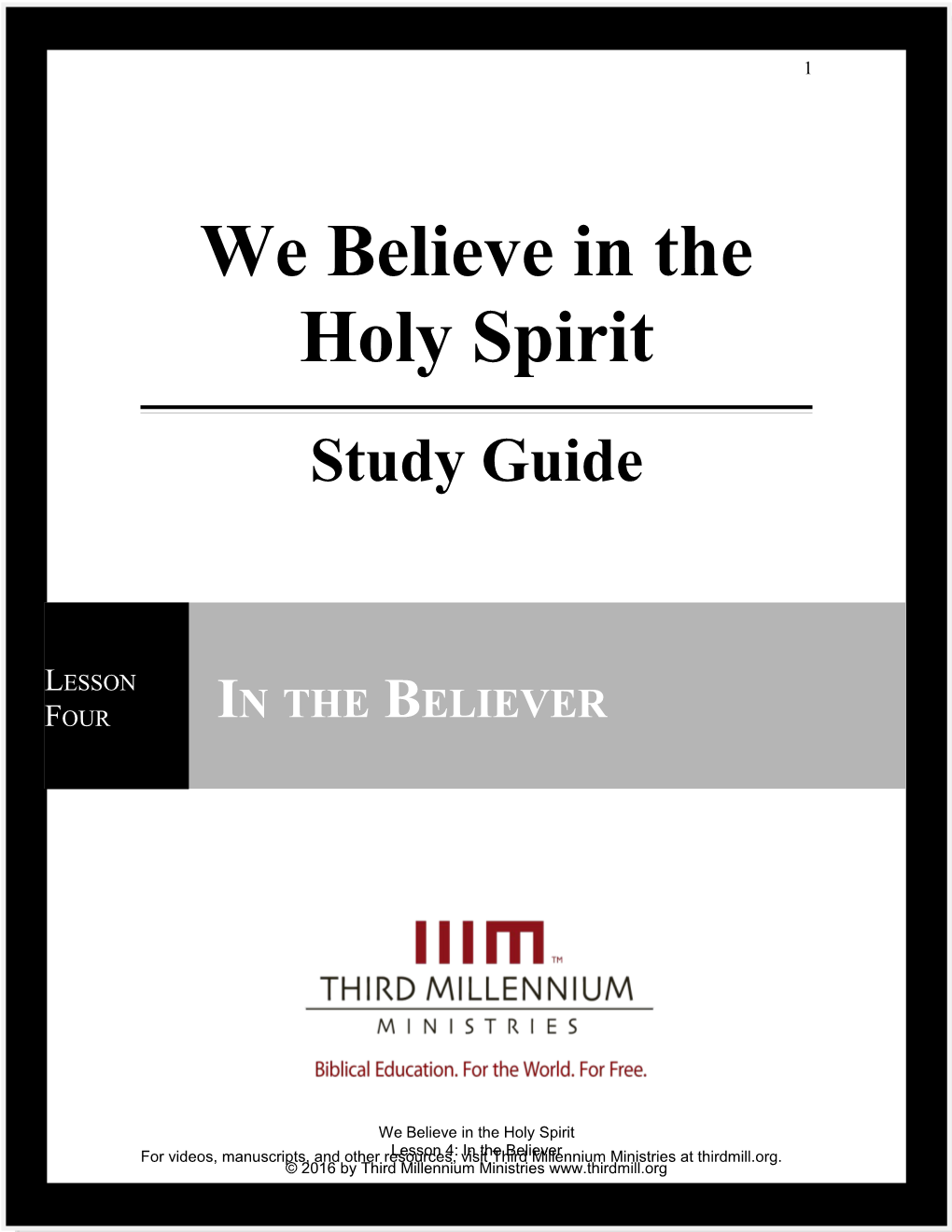 We Believe in the Holy Spirit s1