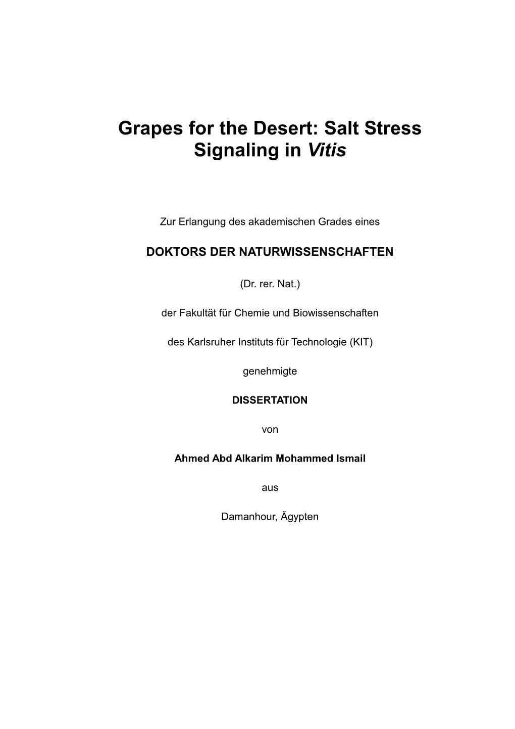 Grapes for the Desert: Salt Stress Signaling in Vitis