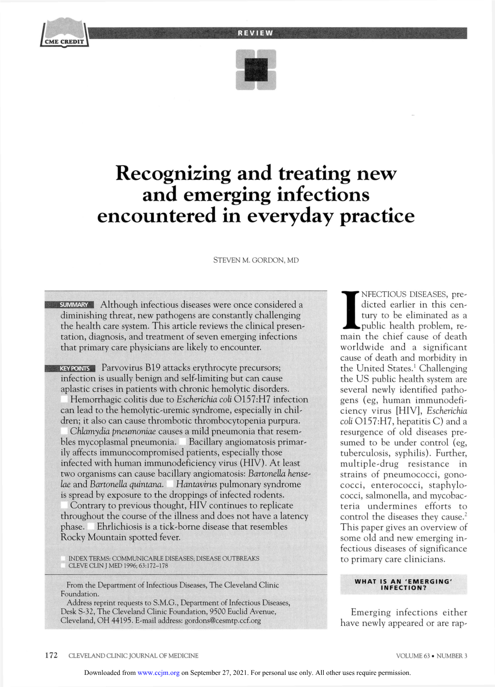 Recognizing and Treating New and Emerging Infections Encountered in Everyday Practice