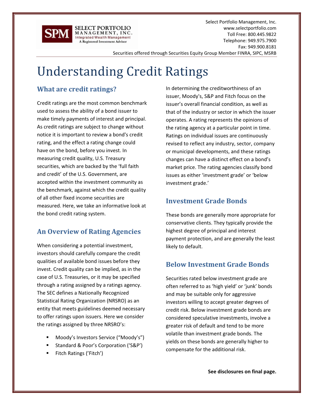 Understanding Credit Ratings