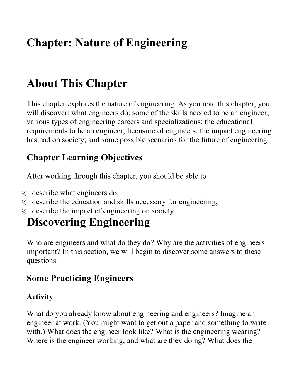 Chapter: Nature of Engineering