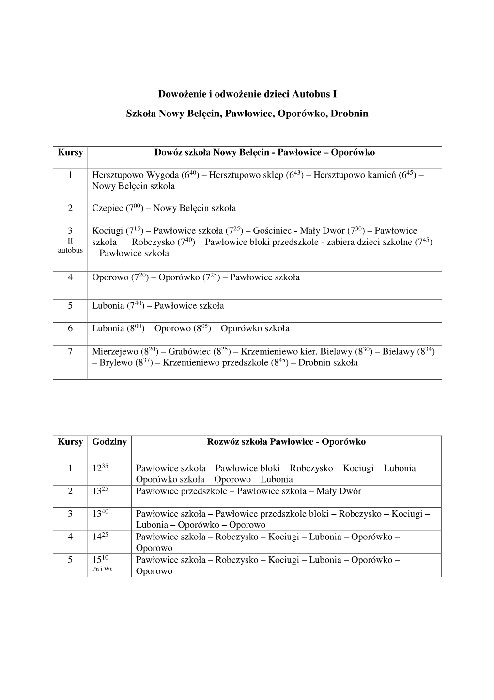 Dowożenie I Rozwożenie Dzieci 2019.2020 Zmieniony