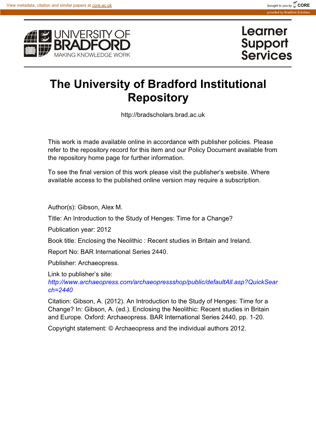 The University of Bradford Institutional Repository