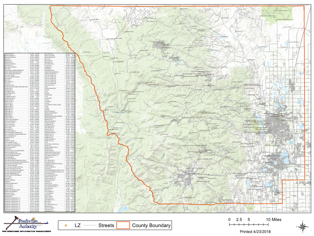 LZ Streets County Boundary Printed 4/23/2018 ®