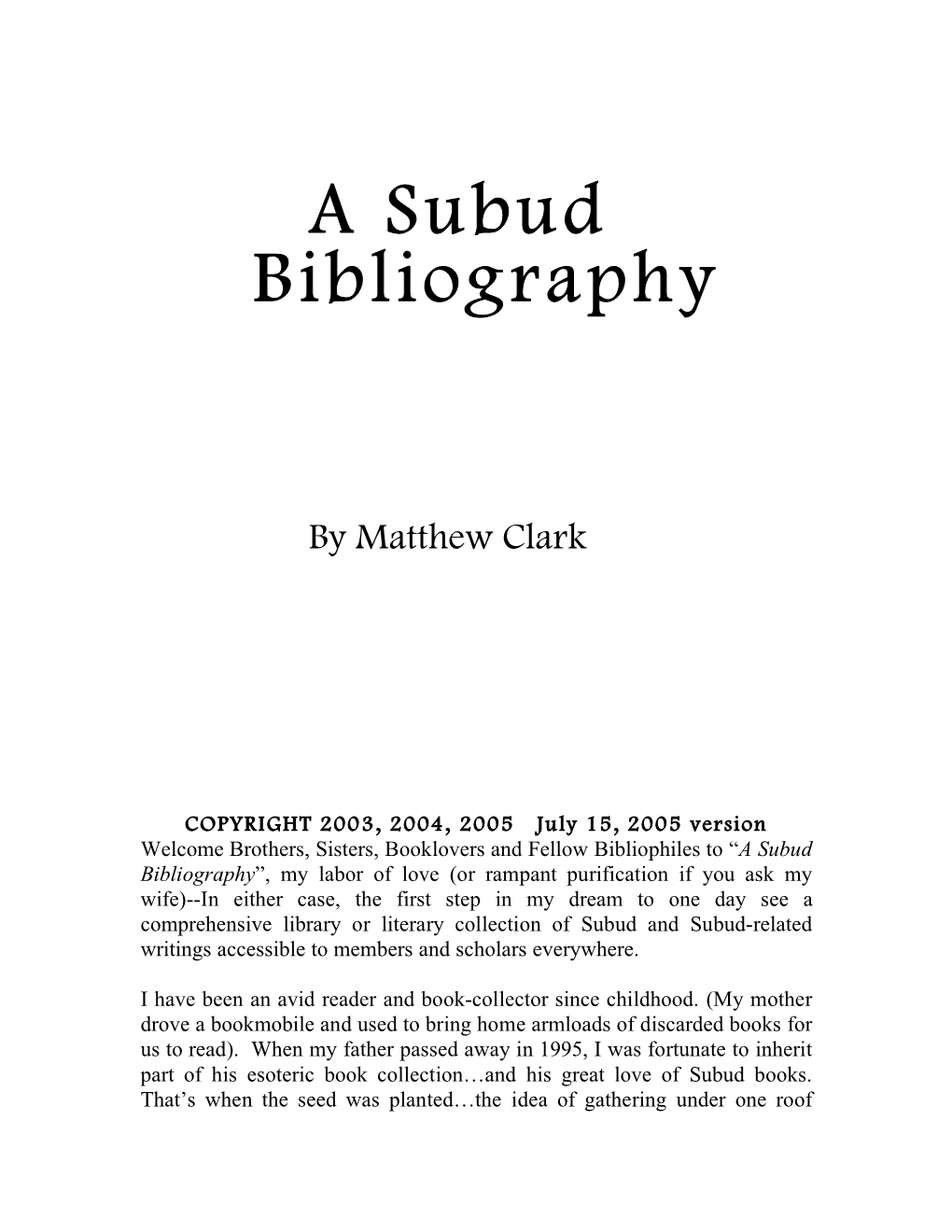 A Subud Bibliography