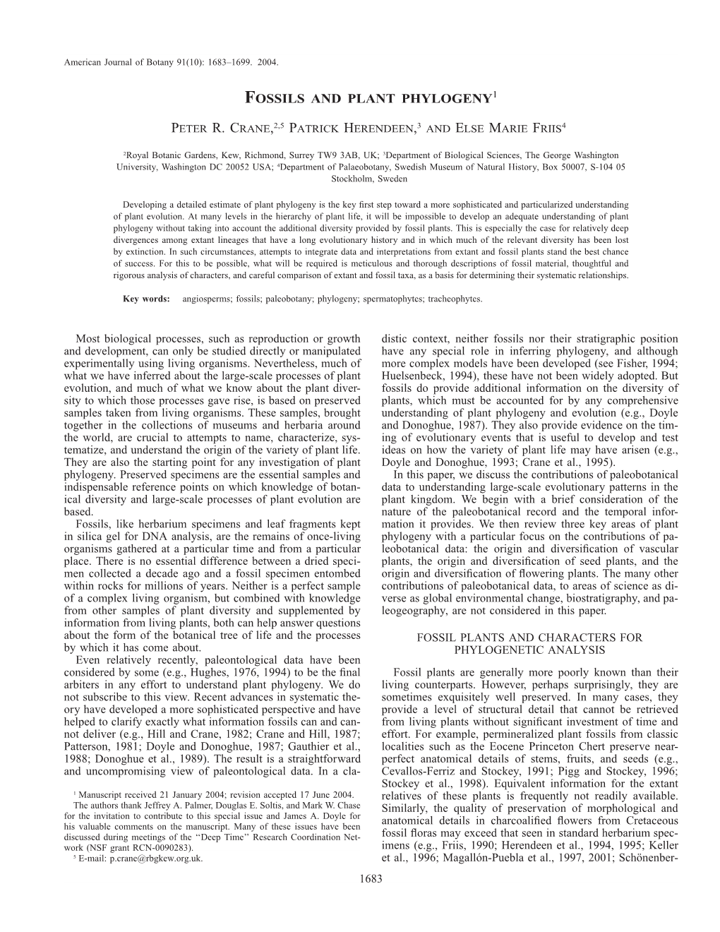 Fossils and Plant Phylogeny1