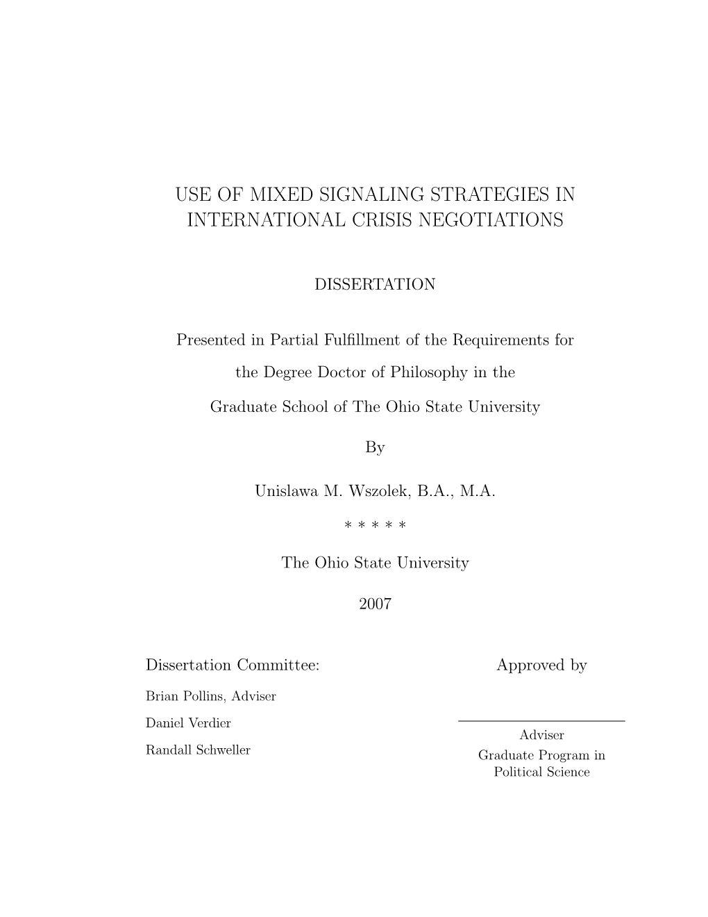 Use of Mixed Signaling Strategies in International Crisis Negotiations