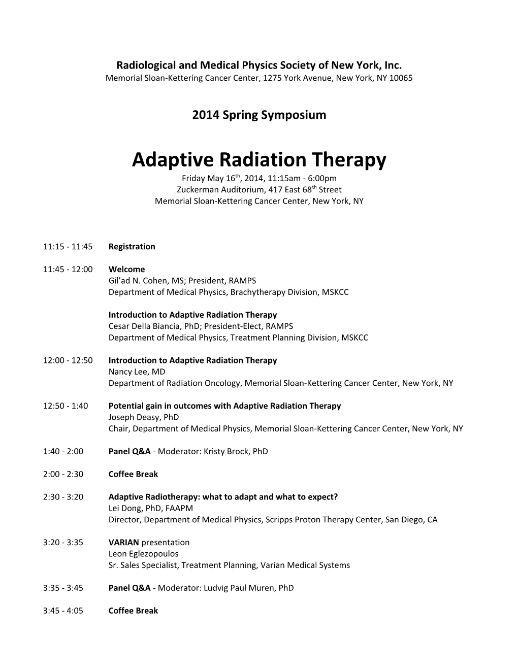 Radiological and Medical Physics Society of New York, Inc s1