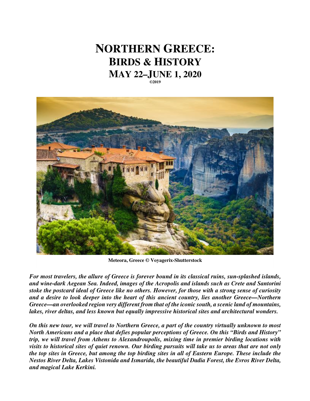 Northern Greece: Birds & History May 22–June 1, 2020 ©2019