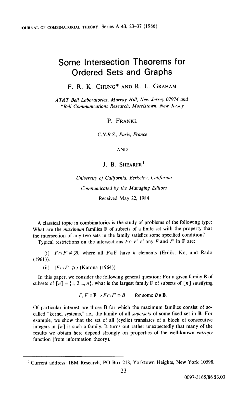 Some Intersection Theorems for Ordered Sets and Graphs