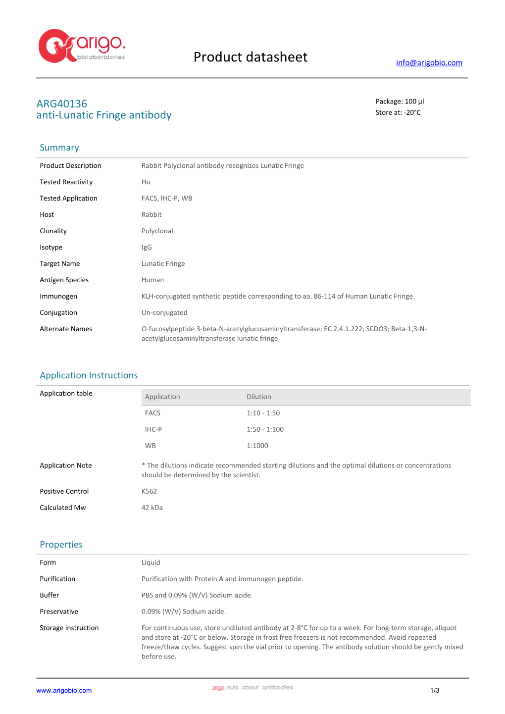 Anti-Lunatic Fringe Antibody (ARG40136)