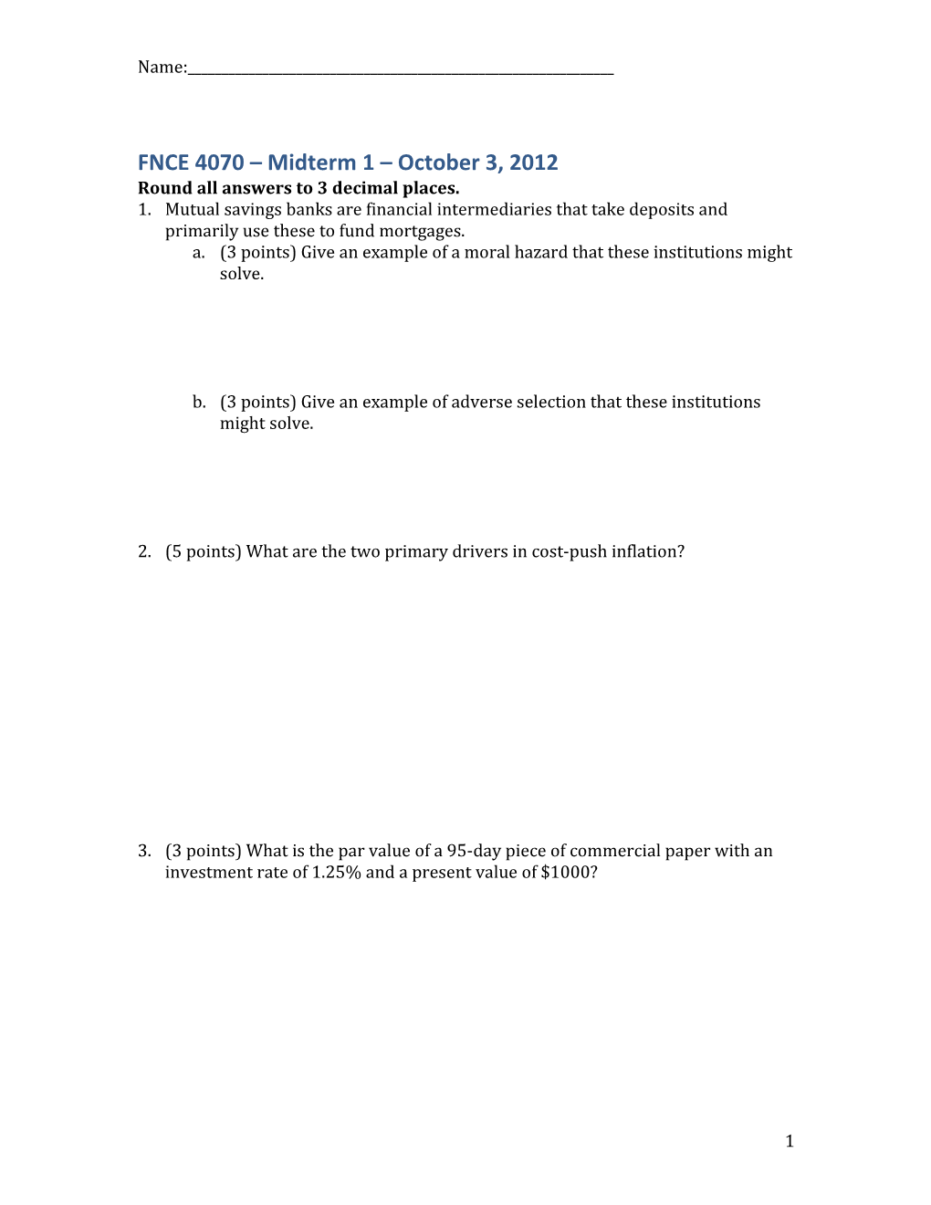 Round All Answers to 3 Decimal Places