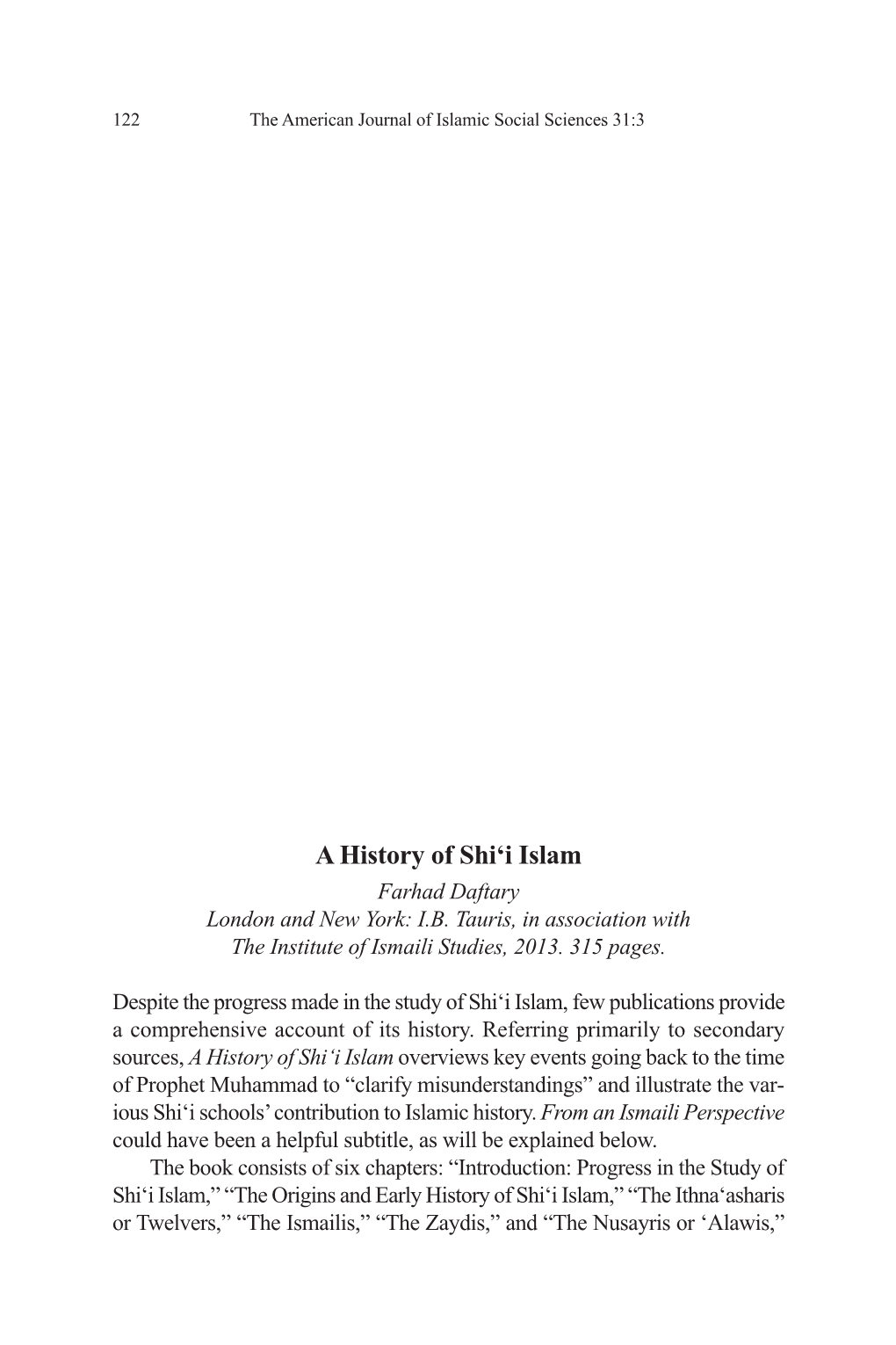 A History of Shi'i Islam