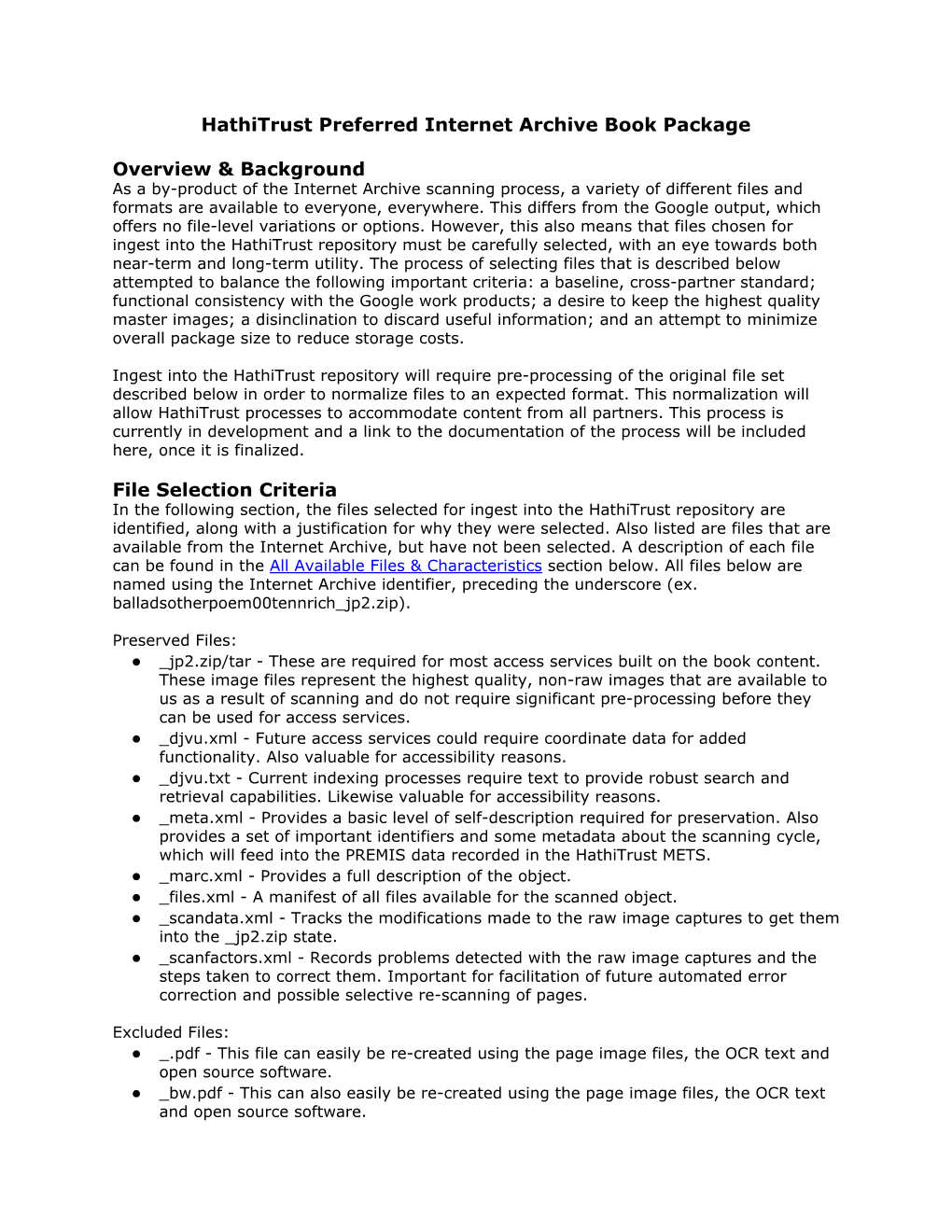 Hathitrust Preferred Internet Archive Book Package Overview