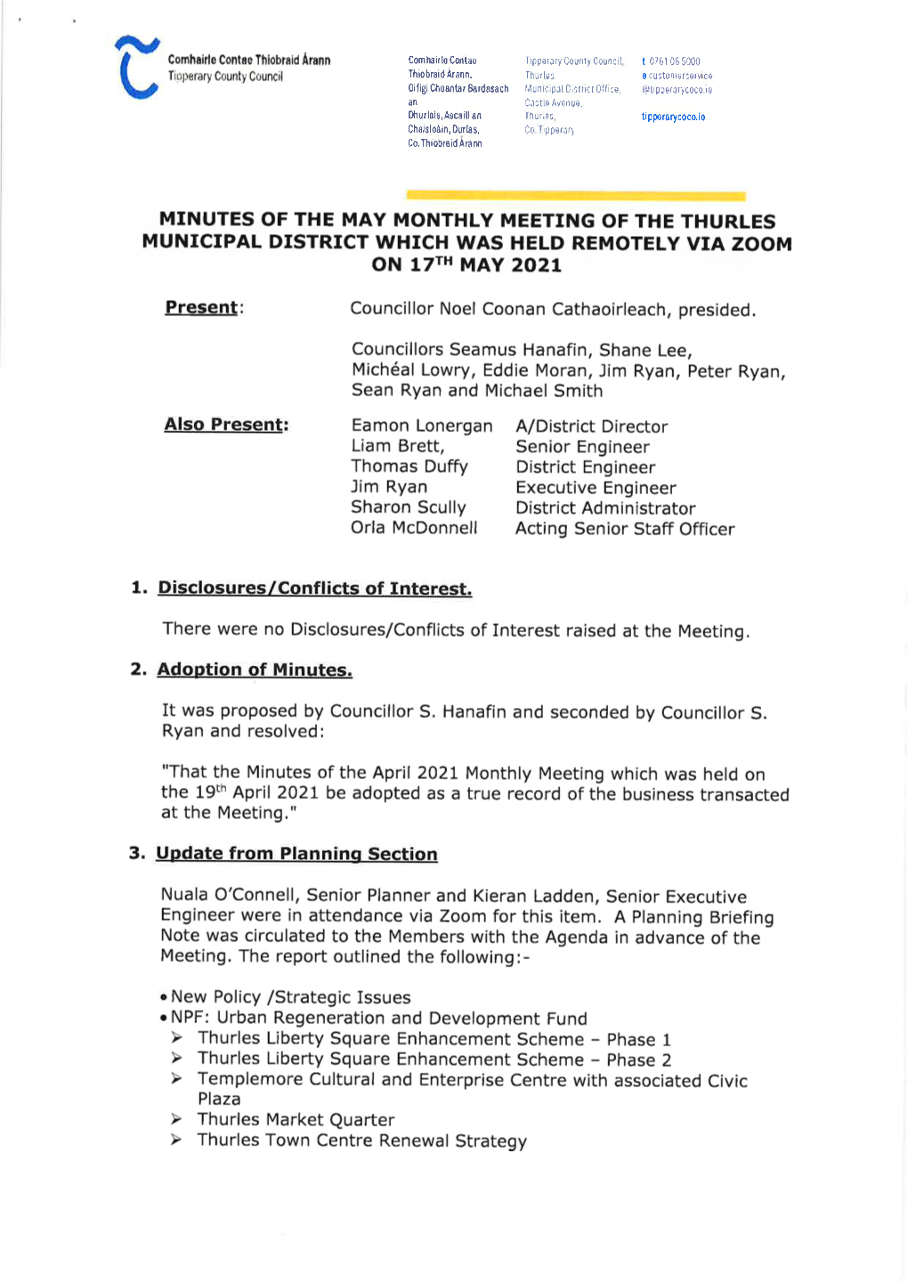 Thurles MD May 2021 Meeting Minutes.Pdf