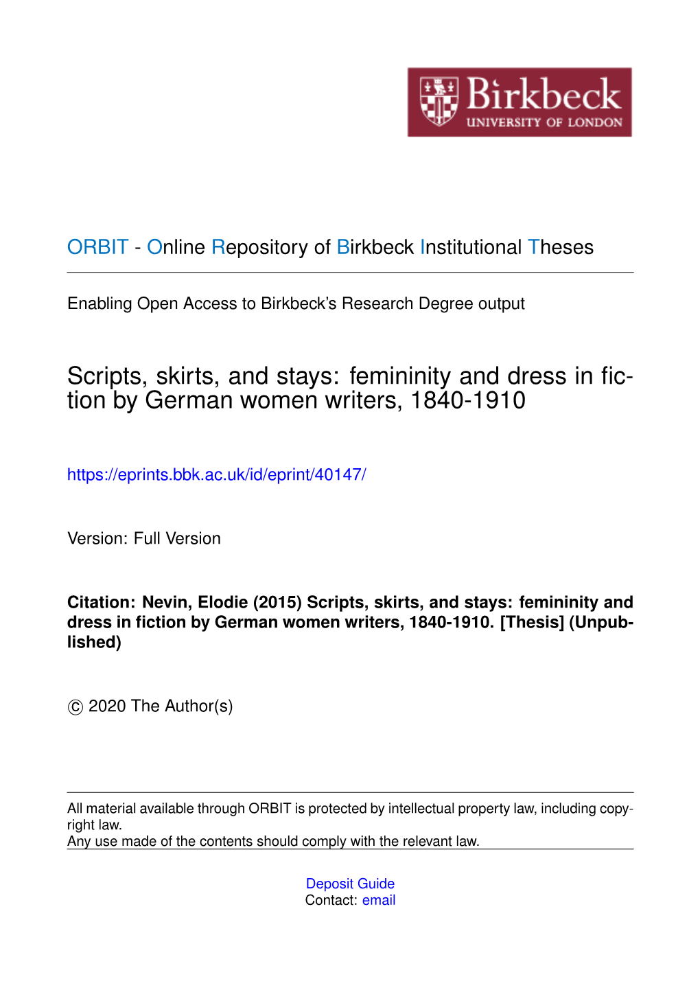 Femininity and Dress in ﬁc- Tion by German Women Writers, 1840-1910