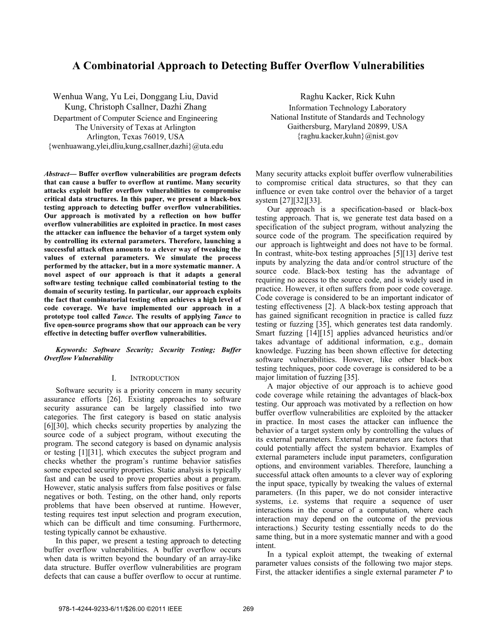 A Combinatorial Approach to Detecting Buffer Overflow Vulnerabilities