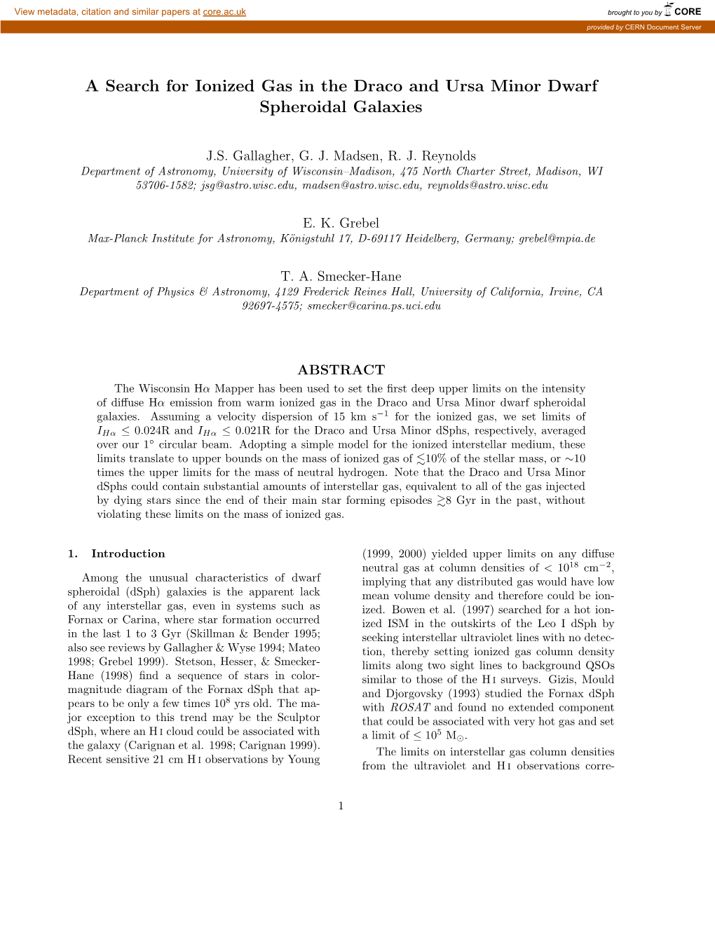 A Search for Ionized Gas in the Draco and Ursa Minor Dwarf Spheroidal Galaxies