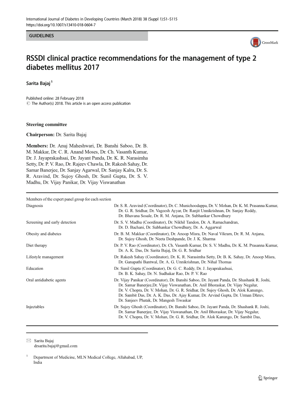 RSSDI Clinical Practice Recommendations for the Management of Type 2 Diabetes Mellitus 2017