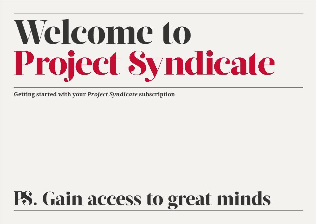 Project Syndicate Subscription