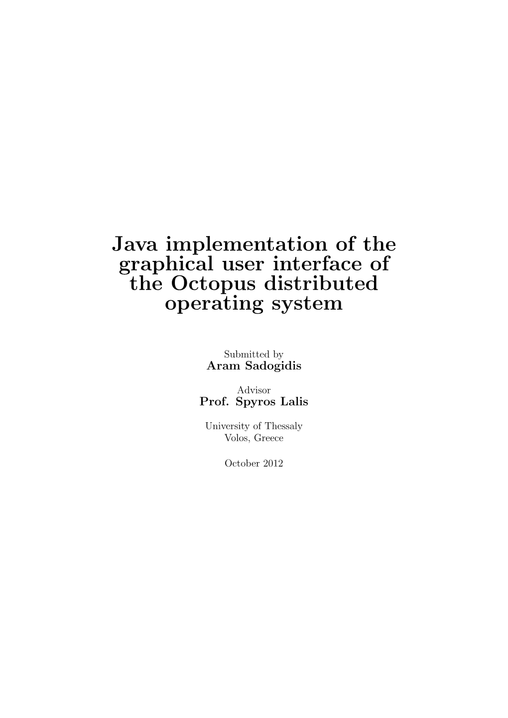 Java Implementation of the Graphical User Interface of the Octopus Distributed Operating System