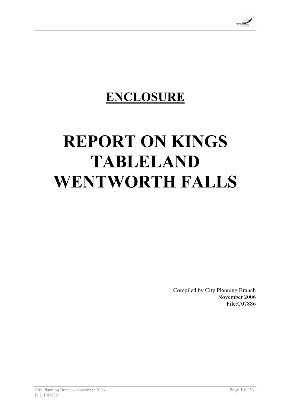 Report on Kings Tableland Wentworth Falls