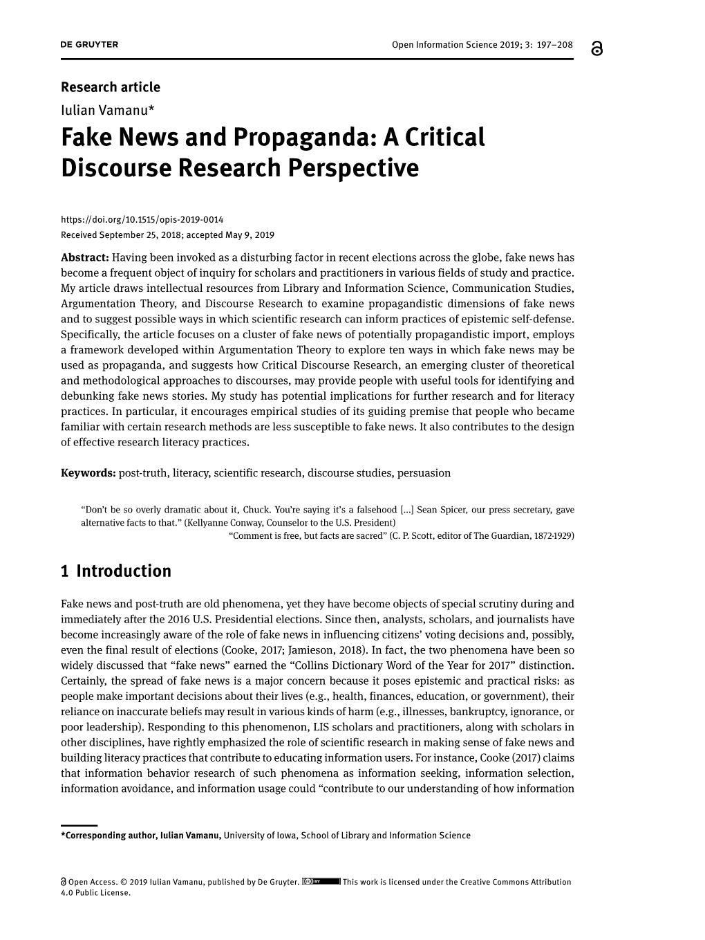 Fake News and Propaganda: a Critical Discourse Research Perspective