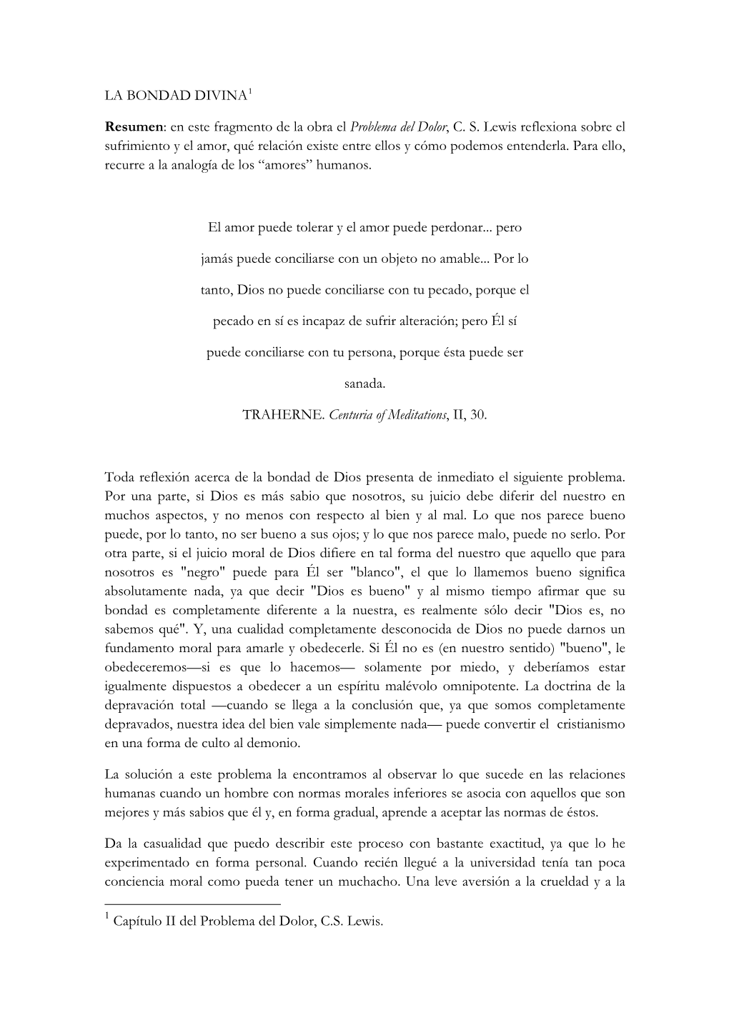 En Este Fragmento De La Obra El Problema Del Dolor, CS Lewis