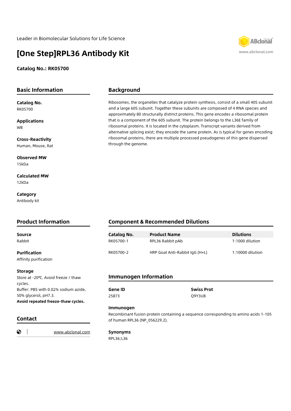 RPL36 Antibody Kit