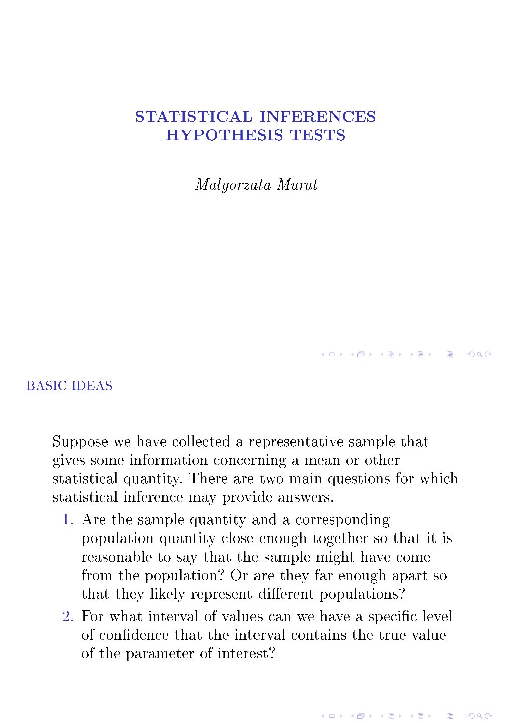 Statistical Inferences Hypothesis Tests