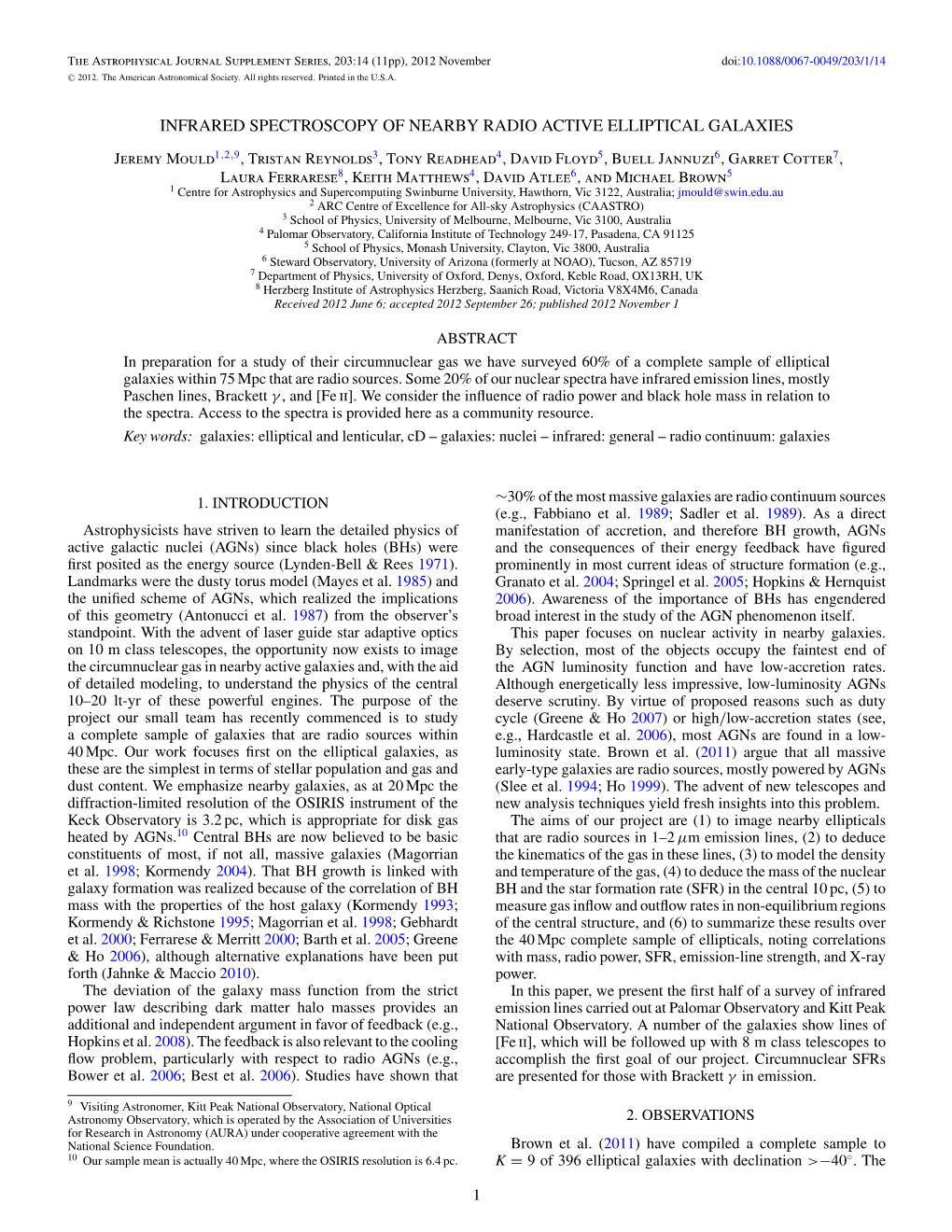 Infrared Spectroscopy of Nearby Radio Active Elliptical Galaxies