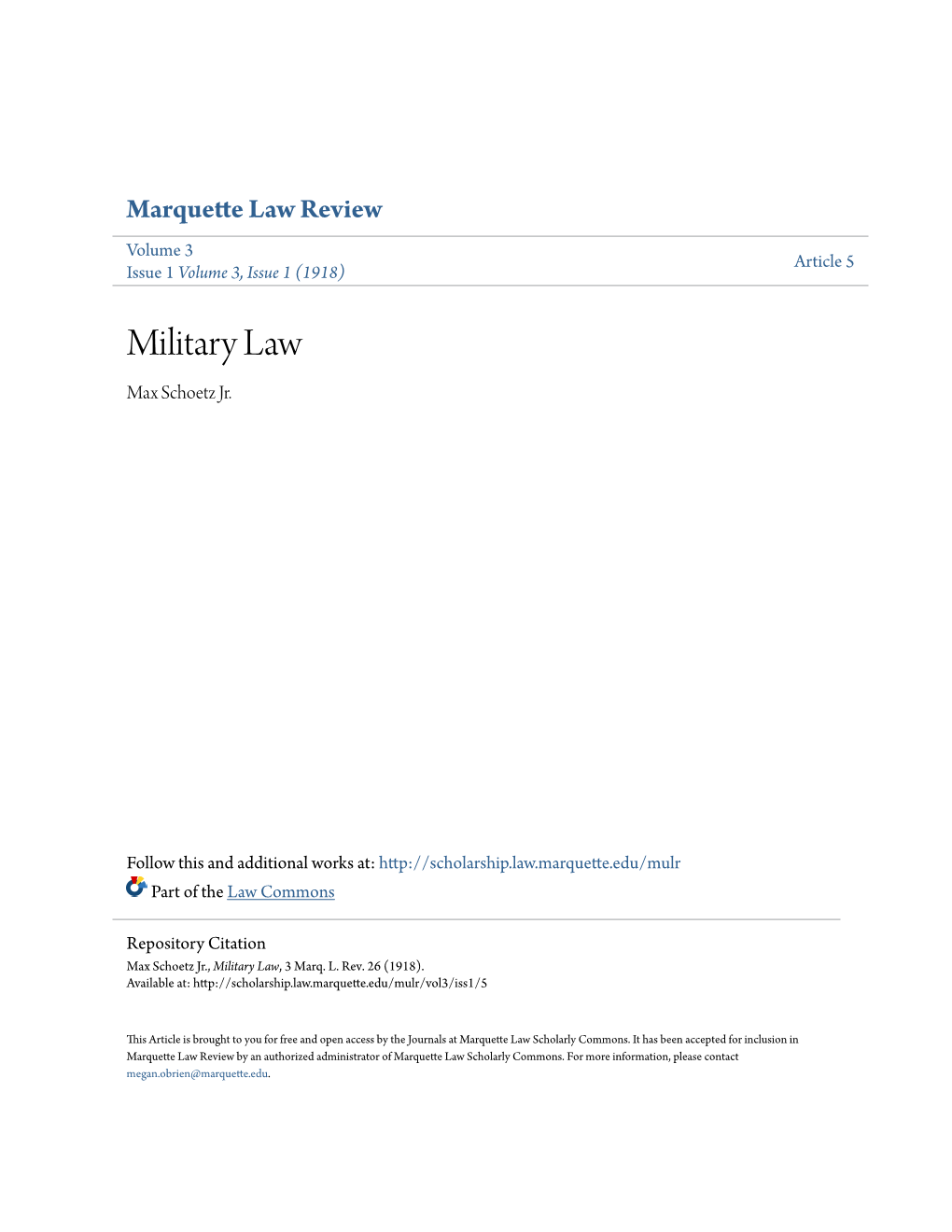 Military Law Max Schoetz Jr