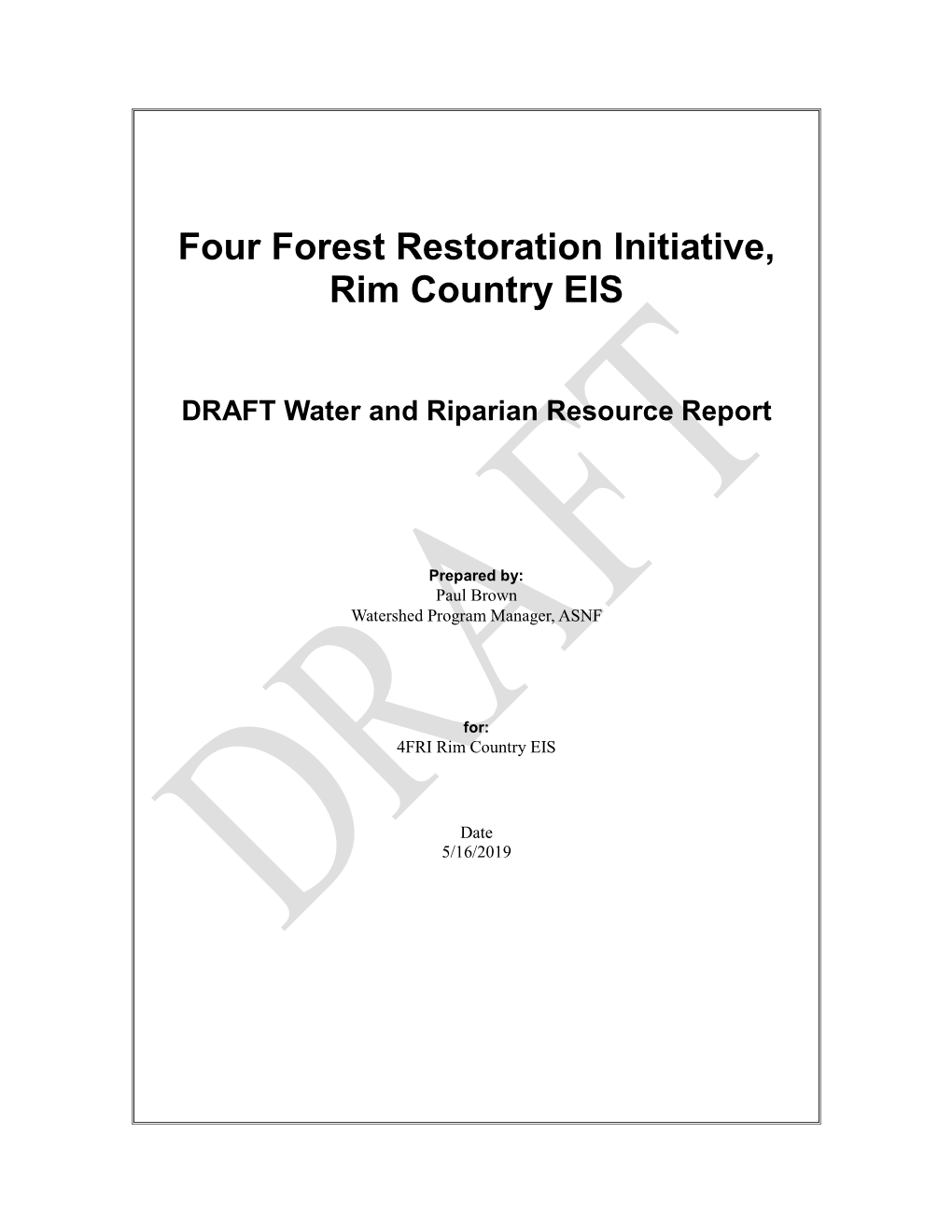 Water and Riparian Resource Report