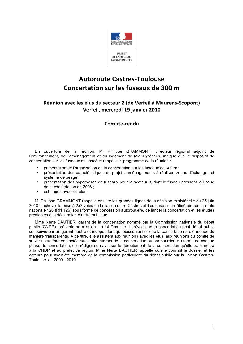 Autoroute Castres-Toulouse Concertation Sur Les Fuseaux De 300 M