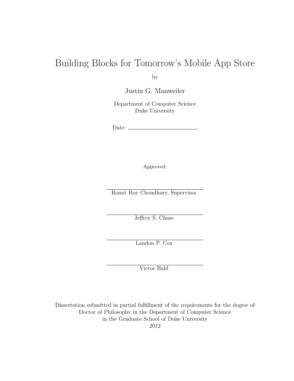 Building Blocks for Tomorrow's Mobile App Store