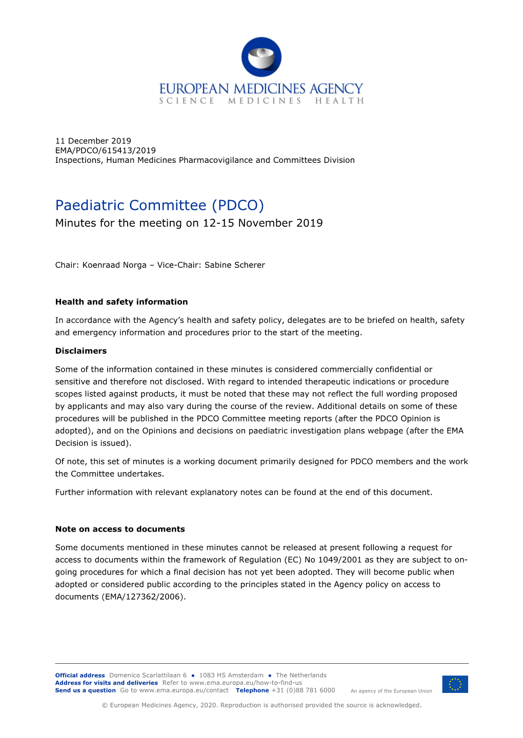 Draft Minutes PDCO 12-15 November 2019
