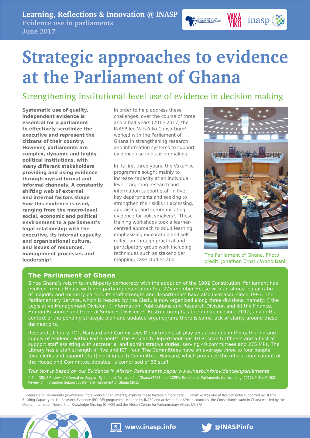 Strategic Approaches to Evidence at the Parliament of Ghana Strengthening Institutional-Level Use of Evidence in Decision Making