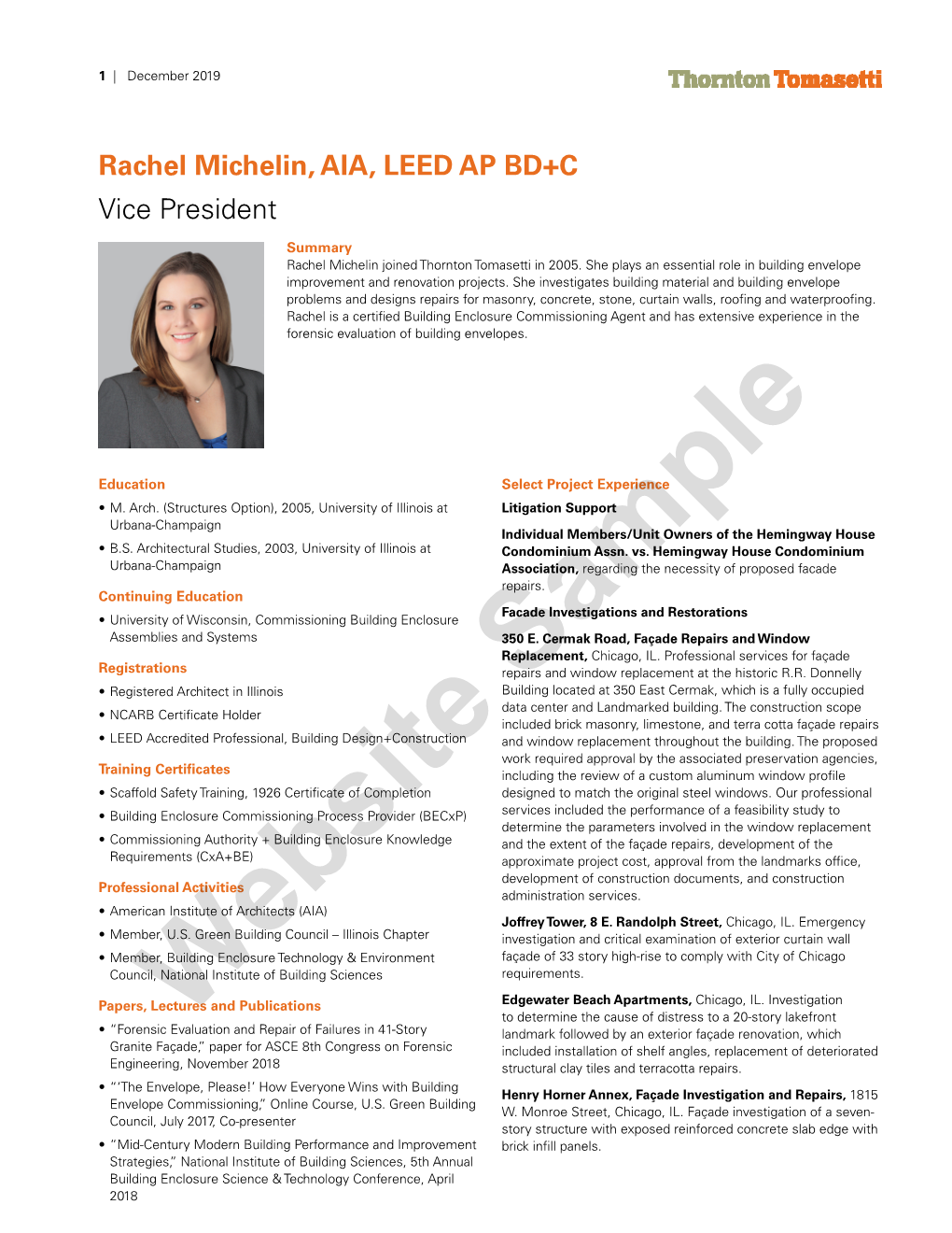 Rachel Michelin, AIA, LEED AP BD+C Vice President