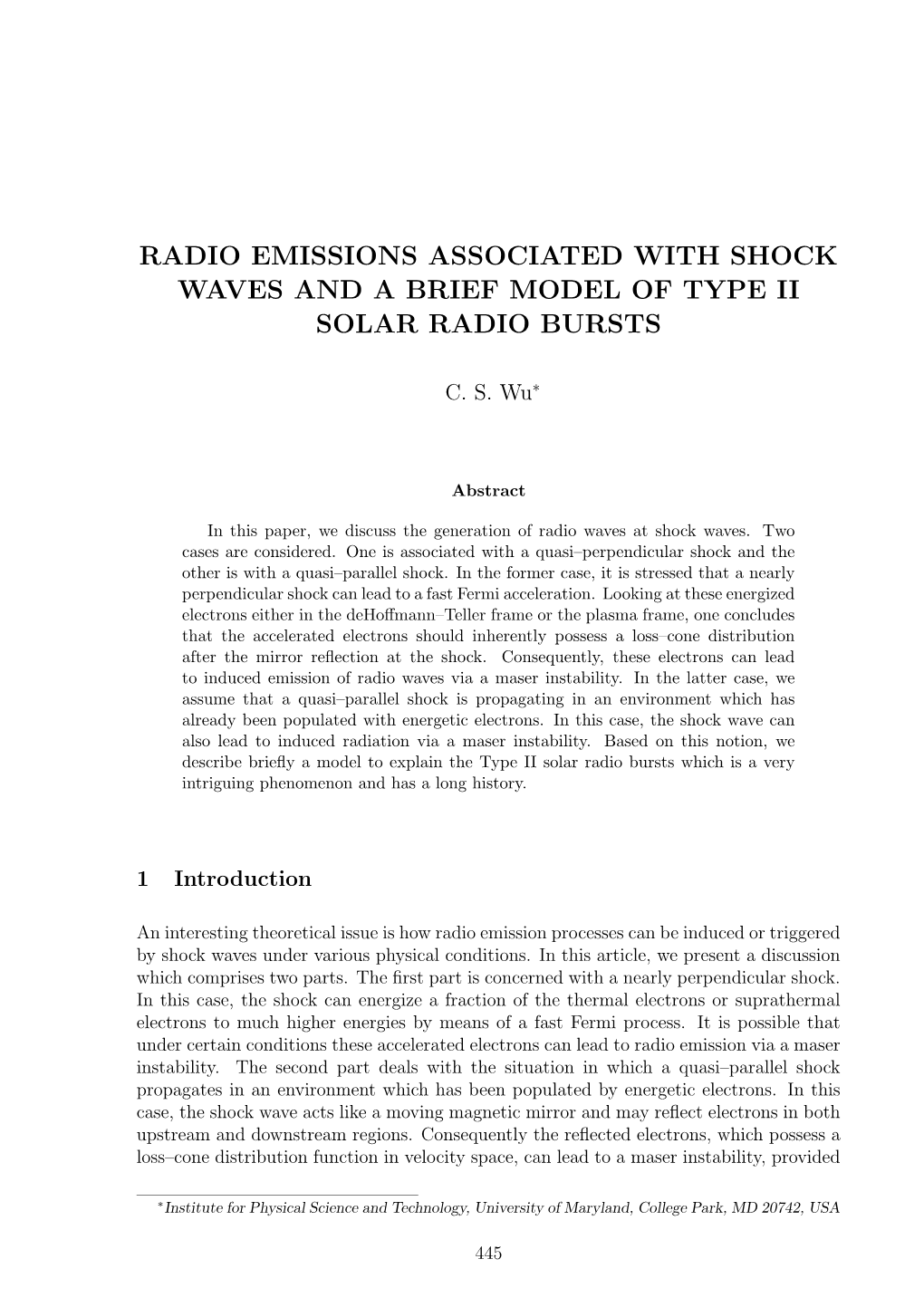 Radio Emissions Associated with Shock Waves and a Brief Model of Type Ii Solar Radio Bursts