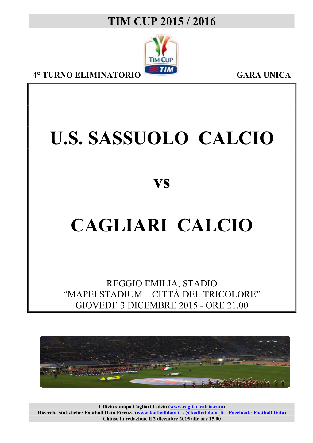 Sassuolo-Cagliari