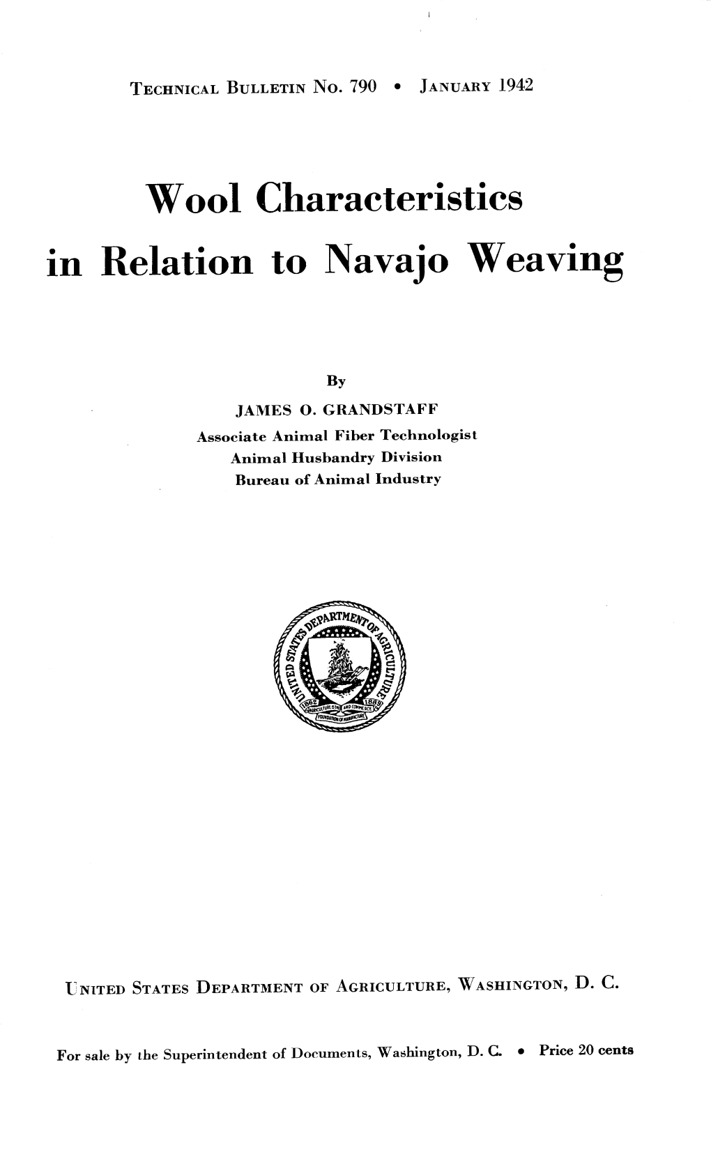 Wool Characteristics in Relation to Navajo Weaving