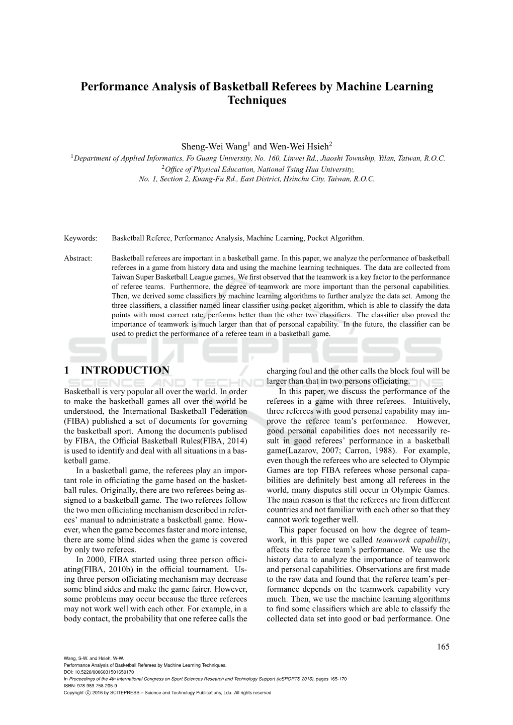 Performance Analysis of Basketball Referees by Machine Learning Techniques