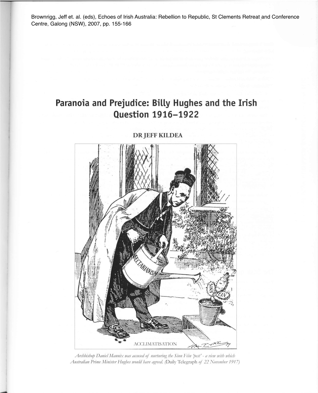 Paranoia and Prejudice: Billy Hughes and the Irish Question 19 76-1922