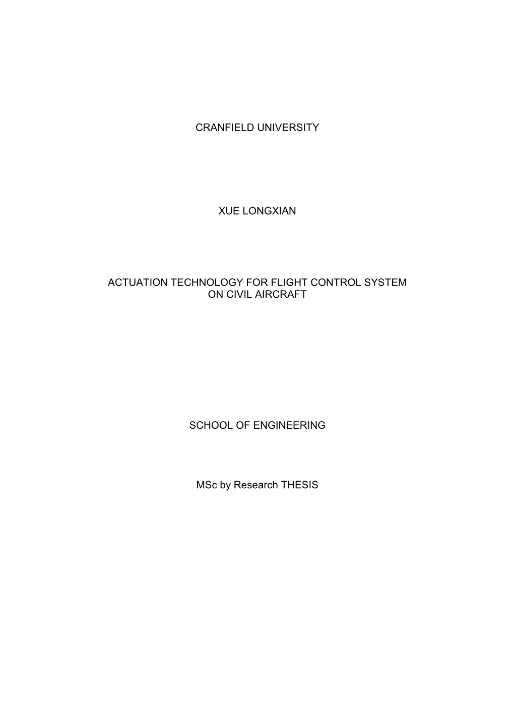 Cranfield University Xue Longxian Actuation