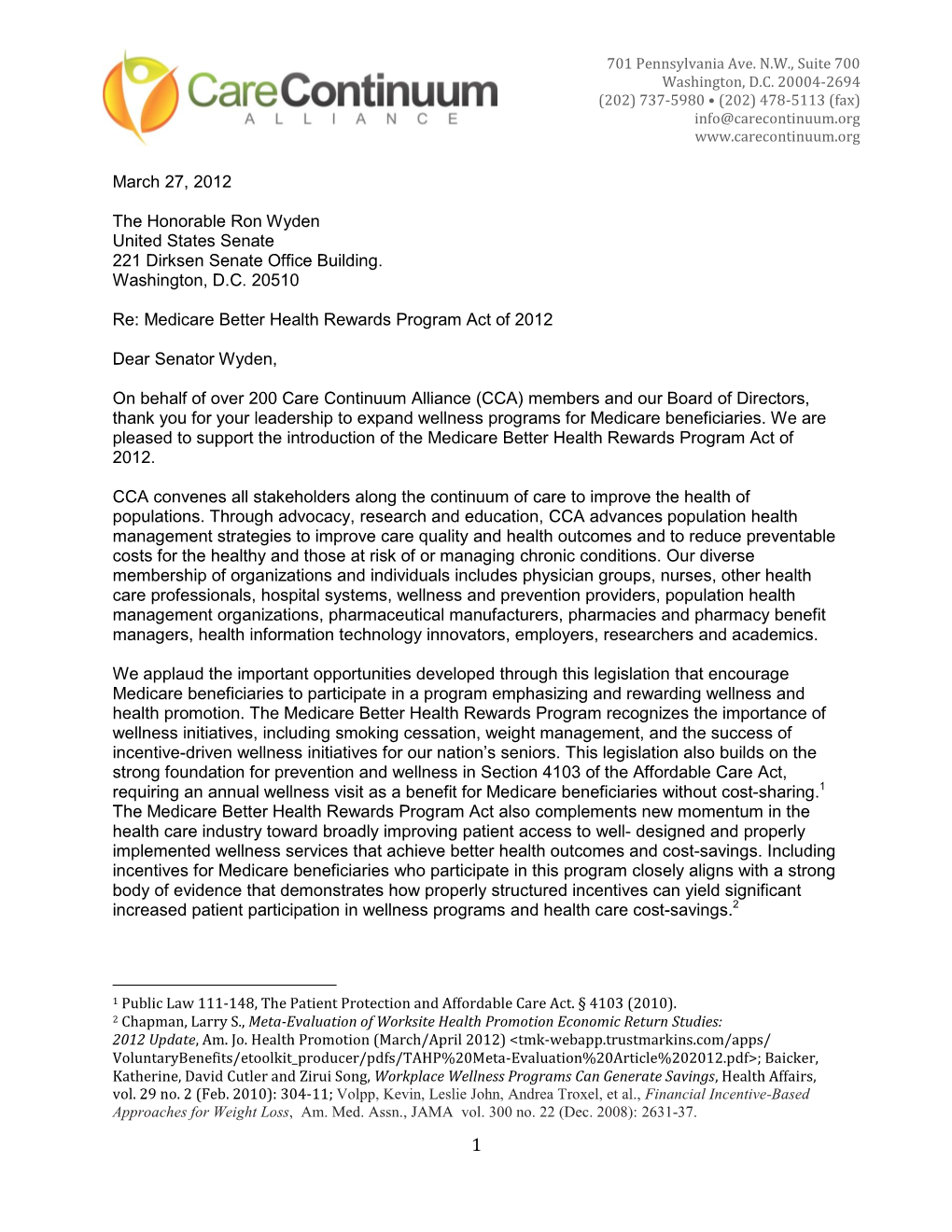 March 27, 2012 the Honorable Ron Wyden United States Senate 221 Dirksen Senate Office Building. Washington, DC 20510 Re