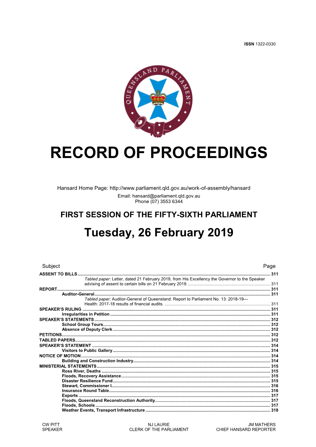 Record of Proceedings