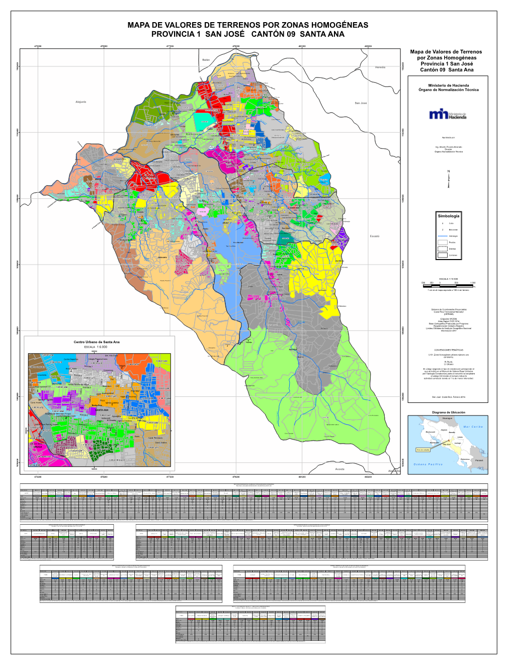 Mapa Del Cantón Santa Ana 09, Distrito 01 a 06