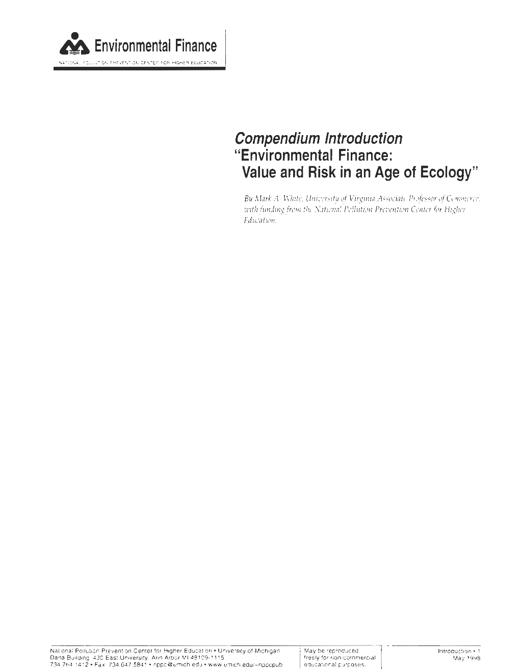 Environmental Finance 1